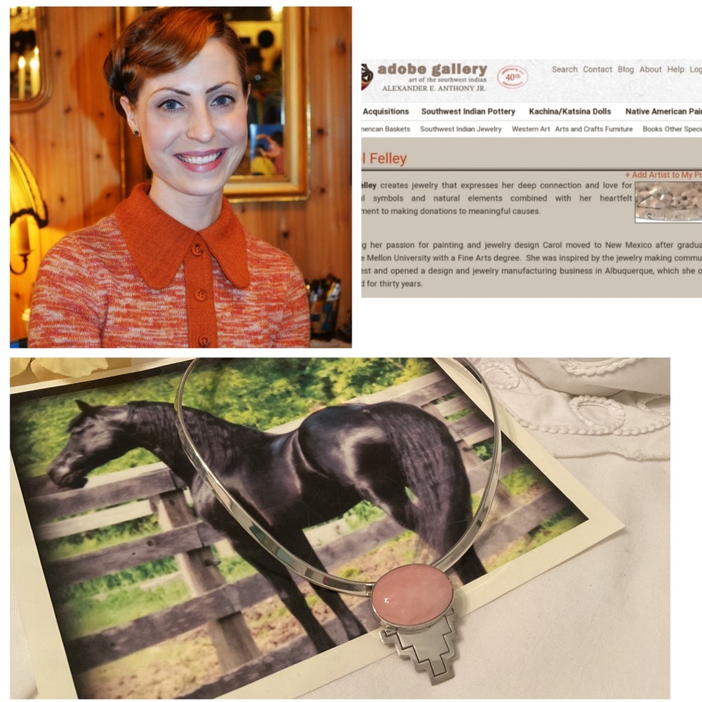 CAROL FELLEY DESIGNER 1988 SIGNED 925 STERLING SILVER ROSE QUARTZ PIN/ PENDANT